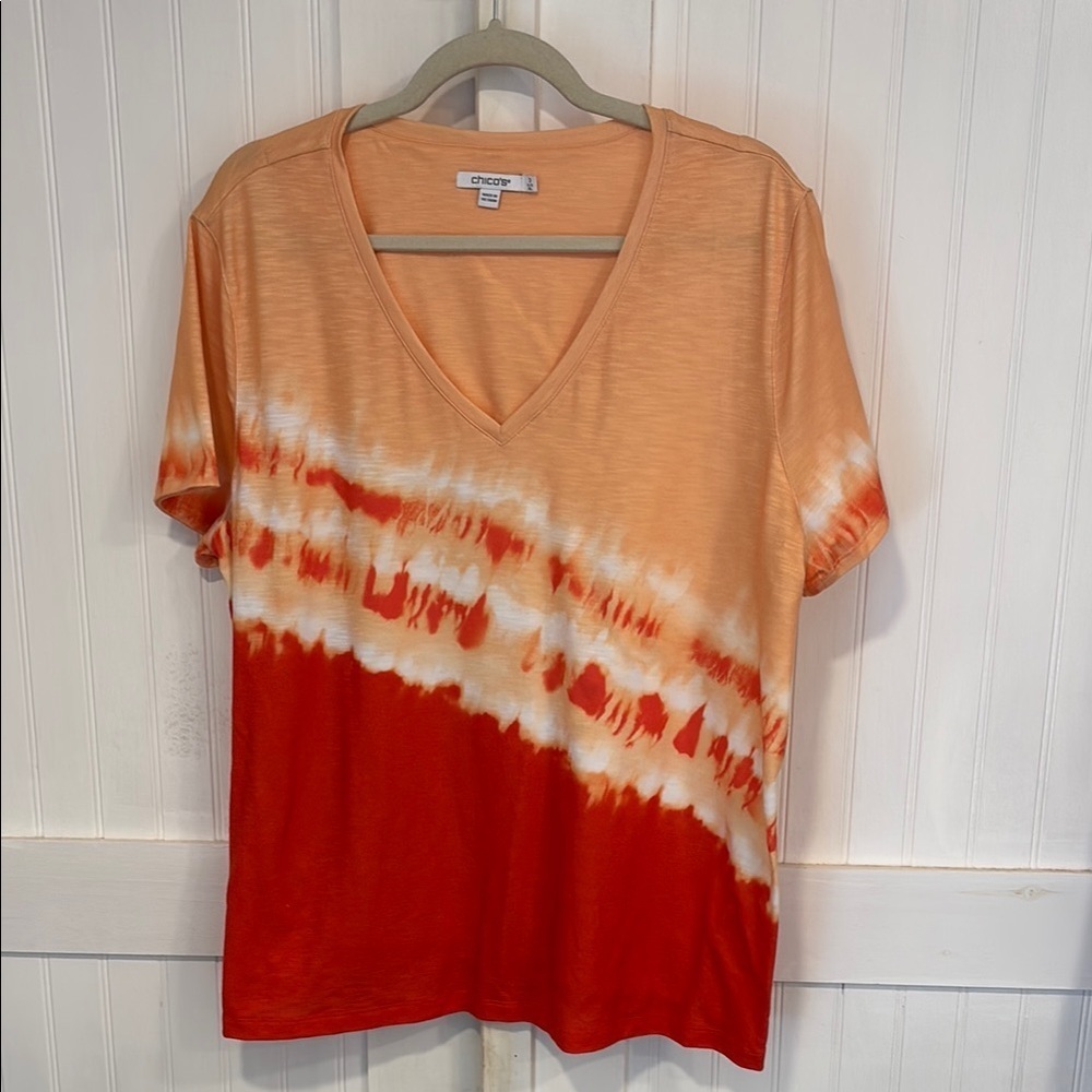Chico's Orange Tie-Dye Short sleeve T size XL Chico’s 3